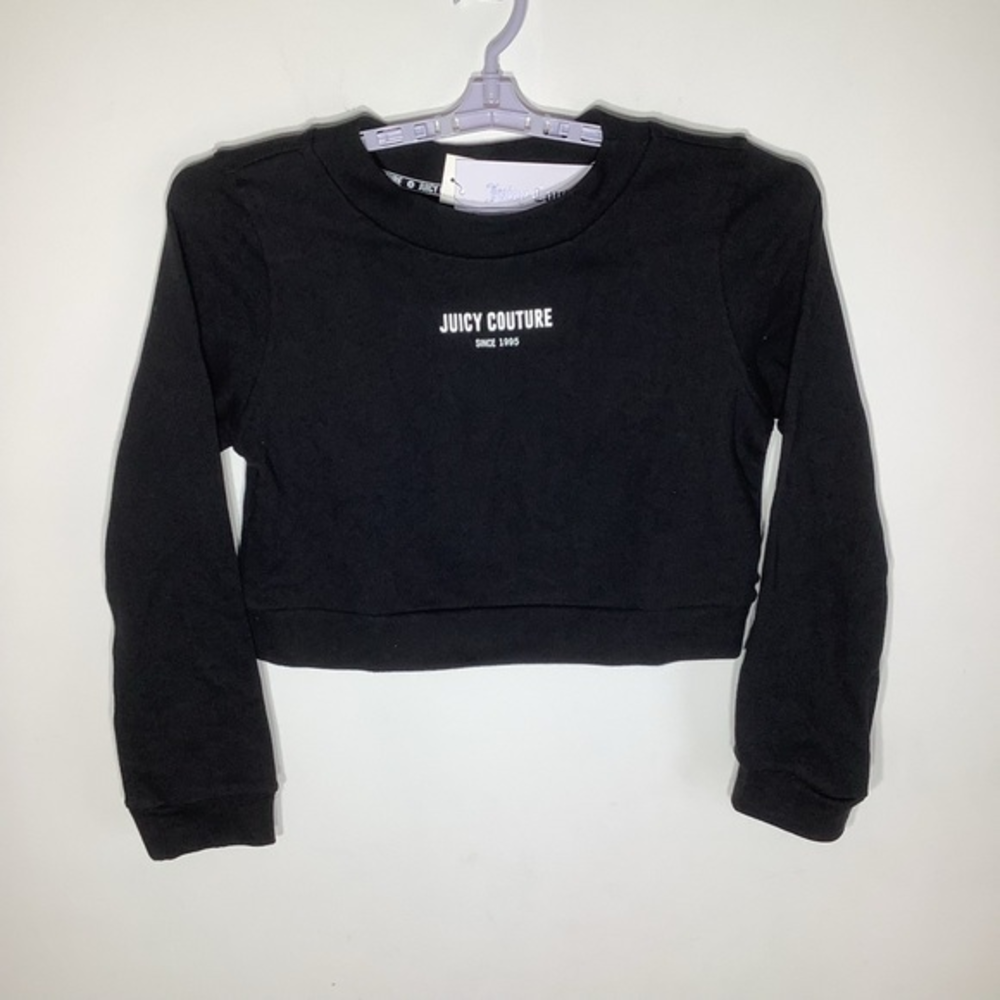 Juicy Couture Womens Black Cropped Long Sleeve Sweatshirt SIze Large NWT